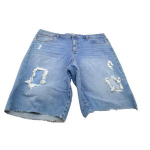 $64.50 INC International Concepts Patchwork Bermuda Jean Shorts, Sz. 18